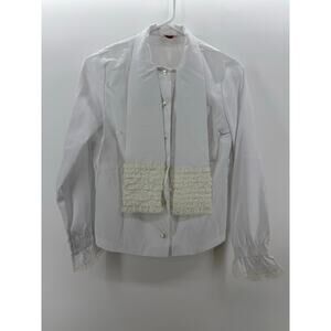 Styled by Sybil Vintage White Ruffle Button Up Shirt